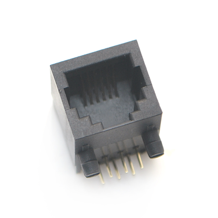 6P6C-RJ11全塑黑色長(zhǎng)體彎插連接器